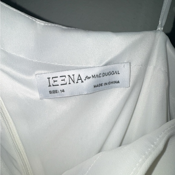 Ieena for Mac Duggal White Crepe One Shoulder Bow Gown  #26665 size 14- NWT - Picture 7 of 9